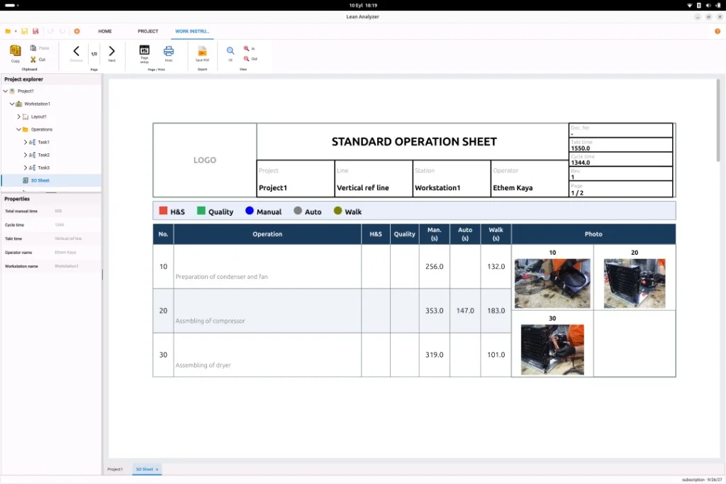 Automatic creation of work instruction